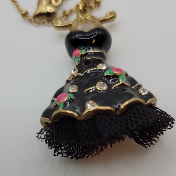 Betsey Johnson Black and Gold Dress Charm Necklace - Picture 7 of 9